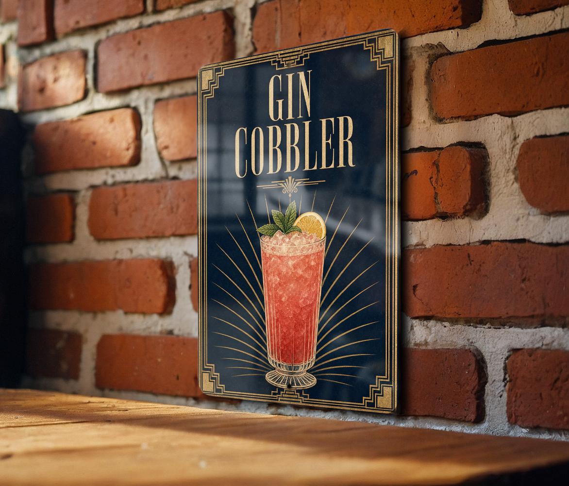 Gin Cobbler Cocktail Metal Sign, Vintage 1920s Art Deco Bar Poster Sign, Classic Gin Drink Wall Decor, Speakeasy Bar Decor — photo 5