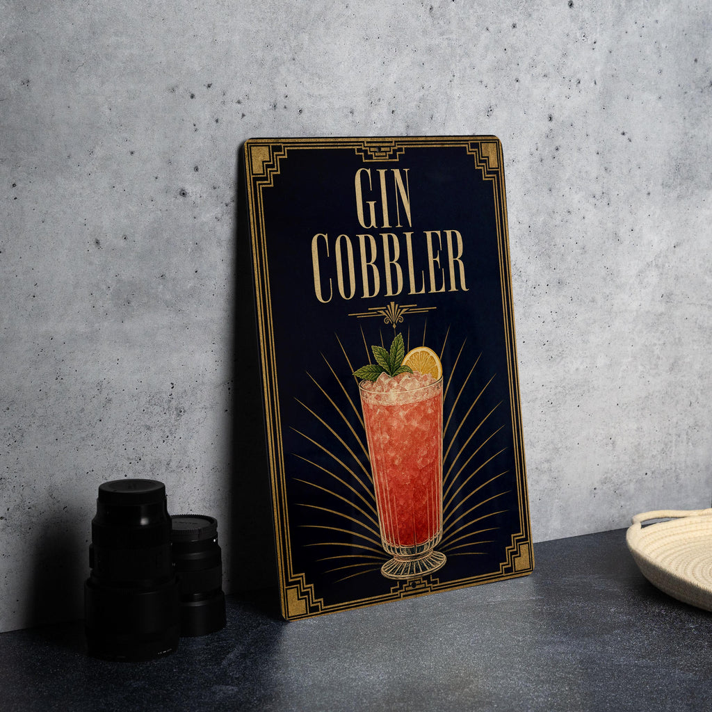 Gin Cobbler Cocktail Metal Sign, Vintage 1920s Art Deco Bar Poster Sign, Classic Gin Drink Wall Decor, Speakeasy Bar Decor — photo 6