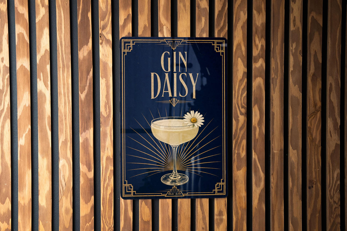 Gin Daisy Cocktail Metal Sign, Vintage 1920s Art Deco Bar Poster Sign, Gin Cocktail Wall Decor, Speakeasy Bar Decor — photo 3