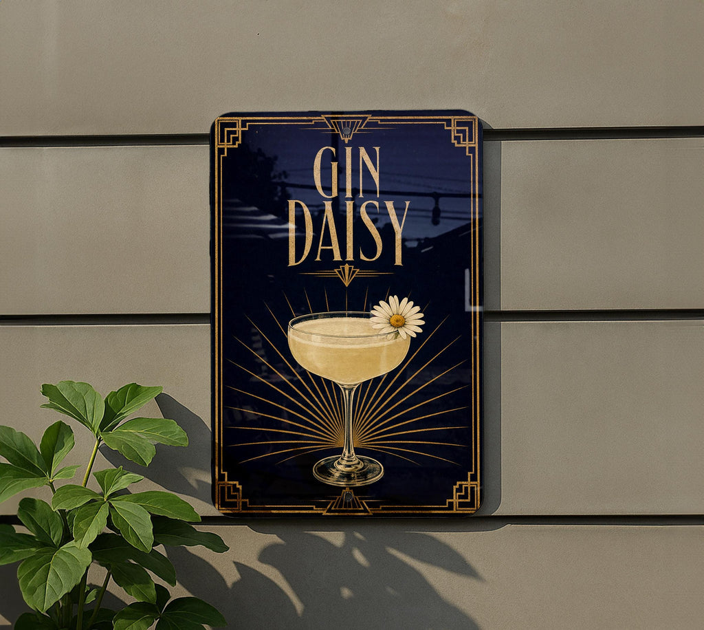 Gin Daisy Cocktail Metal Sign, Vintage 1920s Art Deco Bar Poster Sign, Gin Cocktail Wall Decor, Speakeasy Bar Decor — photo 4