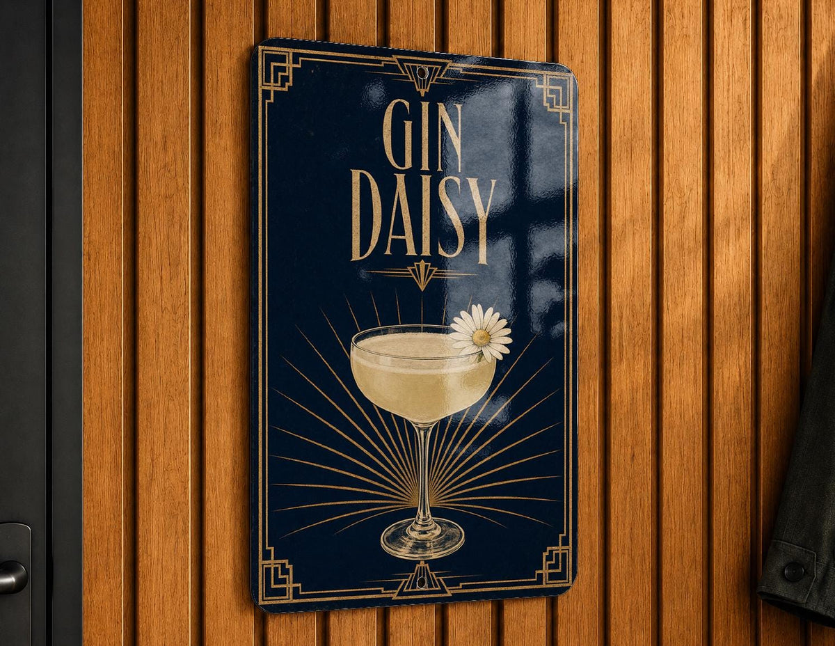 Gin Daisy Cocktail Metal Sign, Vintage 1920s Art Deco Bar Poster Sign, Gin Cocktail Wall Decor, Speakeasy Bar Decor — photo 5