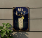 Gin Rickey Cocktail Metal Sign, Vintage 1920s Art Deco Cocktail Poster Bar Decor, Speakeasy Kitchen Home Pub Wall Sign — photo 2