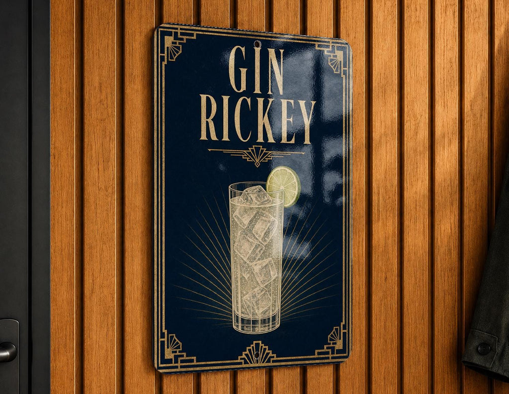 Gin Rickey Cocktail Metal Sign, Vintage 1920s Art Deco Cocktail Poster Bar Decor, Speakeasy Kitchen Home Pub Wall Sign — photo 4