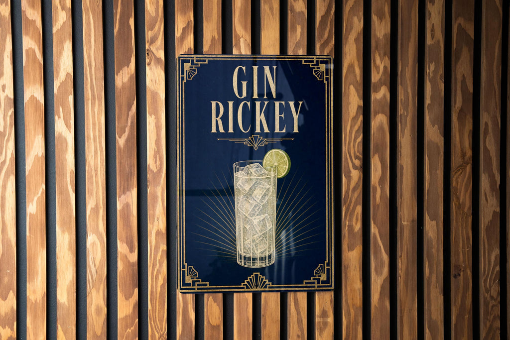 Gin Rickey Cocktail Metal Sign, Vintage 1920s Art Deco Cocktail Poster Bar Decor, Speakeasy Kitchen Home Pub Wall Sign — photo 5
