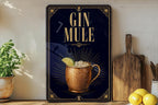 Gin Mule Cocktail Metal Sign, Vintage 1920s Art Deco Bar Decor, Moscow Mule Inspired Gin Drink Poster Sign — photo 1