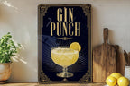 Gin Punch Metal Sign, Vintage 1920s Art Deco Cocktail Poster Bar Decor, Speakeasy Lounge Wall Sign, Home Bar Gift — photo 1