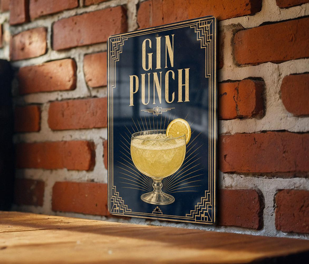 Gin Punch Metal Sign, Vintage 1920s Art Deco Cocktail Poster Bar Decor, Speakeasy Lounge Wall Sign, Home Bar Gift — photo 2