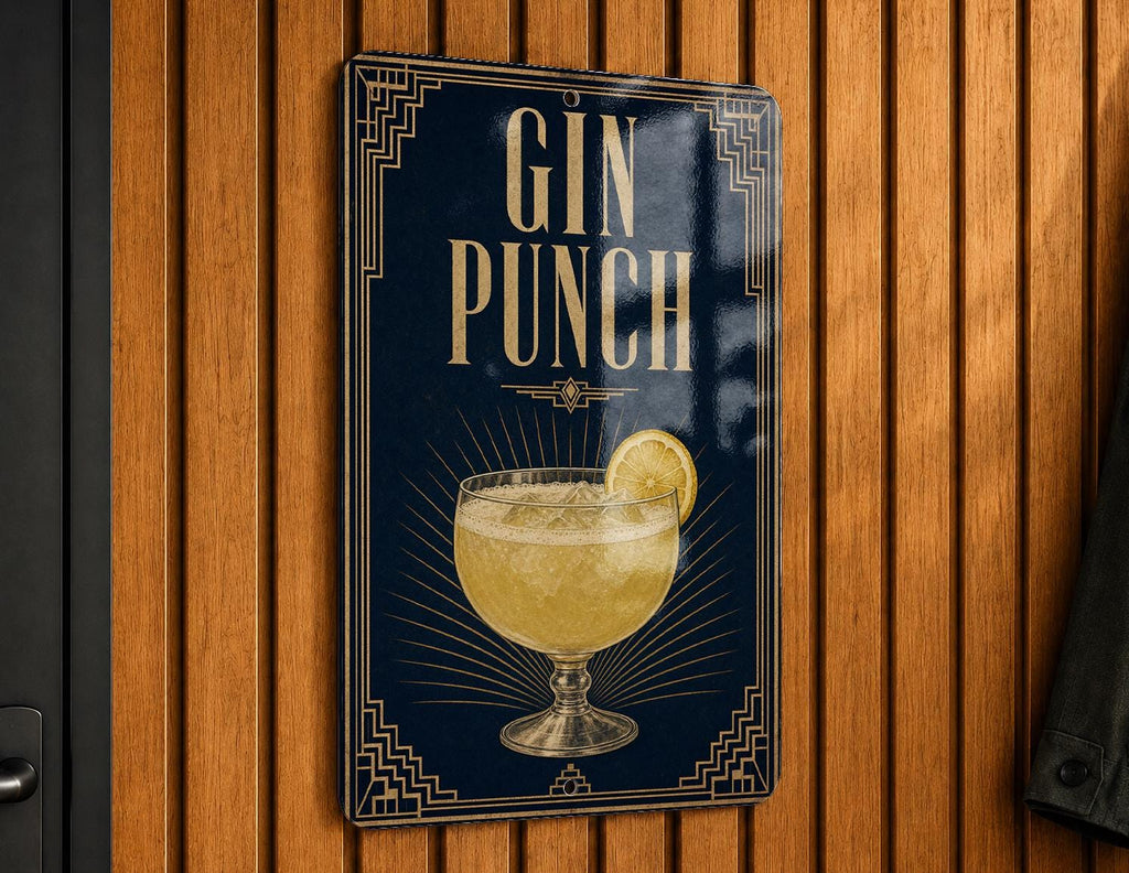 Gin Punch Metal Sign, Vintage 1920s Art Deco Cocktail Poster Bar Decor, Speakeasy Lounge Wall Sign, Home Bar Gift — photo 5