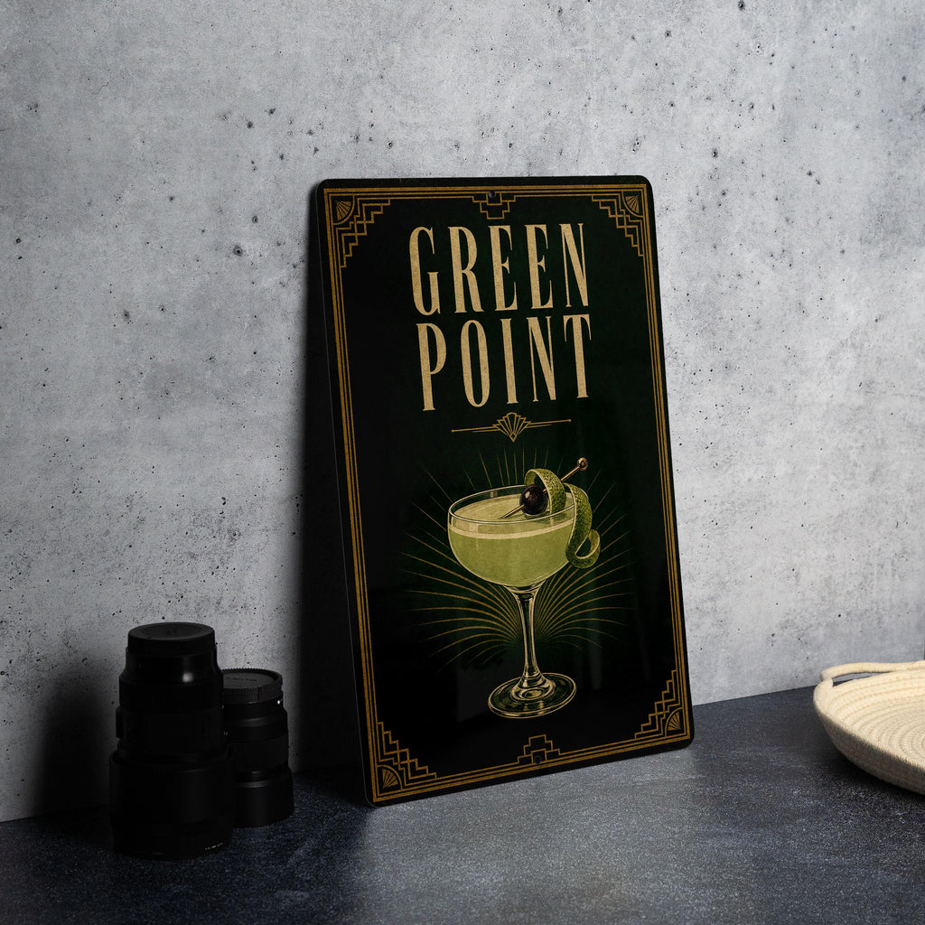 Greenpoint Metal Sign, Art Deco Cocktail Bar Poster Sign, Vintage 1920s Cocktail Drink Wall Decor, Home Bar Pub Sign — photo 4
