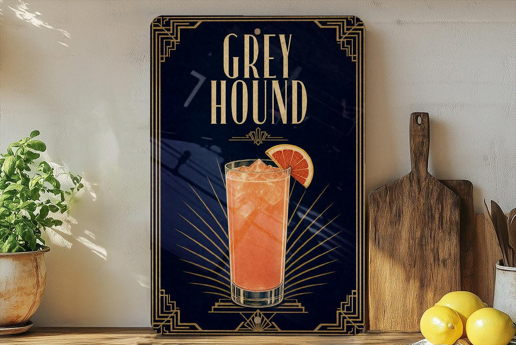 Greyhound Cocktail Metal Sign, Vintage 1920s Art Deco Bar Decor, Classic Greyhound Drink Poster Sign, Home Bar Wall Sign — photo 4