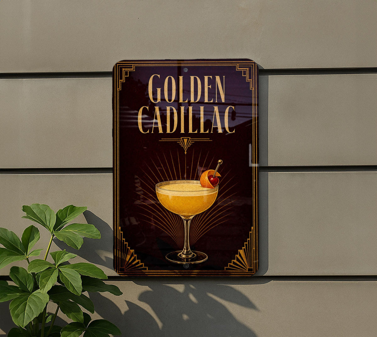 Golden Cadillac Cocktail Metal Sign, Vintage 1920s Art Deco Bar Decor, Classic Drink Poster Sign for Home Bar & Kitchen — photo 4