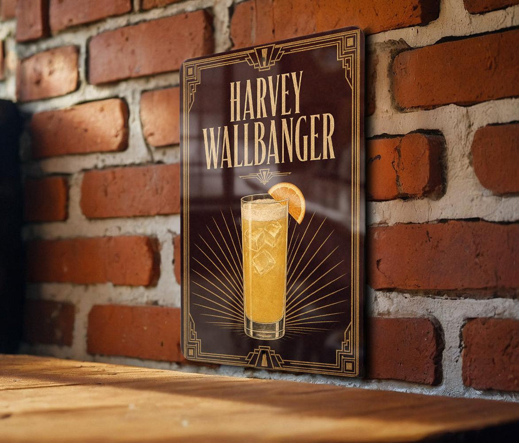 Harvey Wallbanger Metal Sign, Vintage Art Deco Cocktail Poster Bar Decor, Classic Mixed Drink Wall Plaque, Home Bar Signage — photo 5