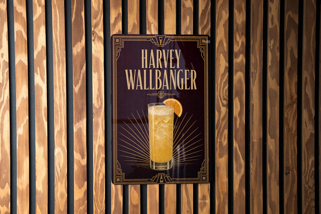 Harvey Wallbanger Metal Sign, Vintage Art Deco Cocktail Poster Bar Decor, Classic Mixed Drink Wall Plaque, Home Bar Signage — photo 6