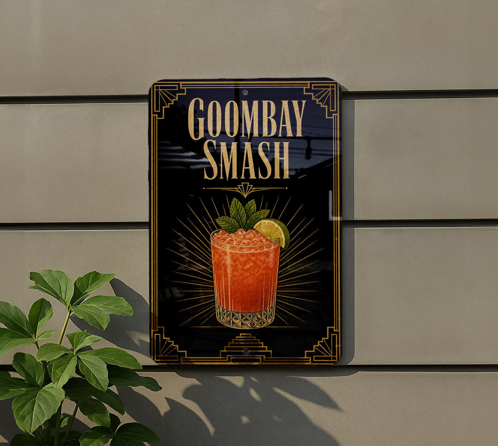 Goombay Smash Cocktail Metal Sign, Vintage 1920s Art Deco Cocktail Poster Bar Decor, Tropical Rum Drink Wall Sign — photo 1