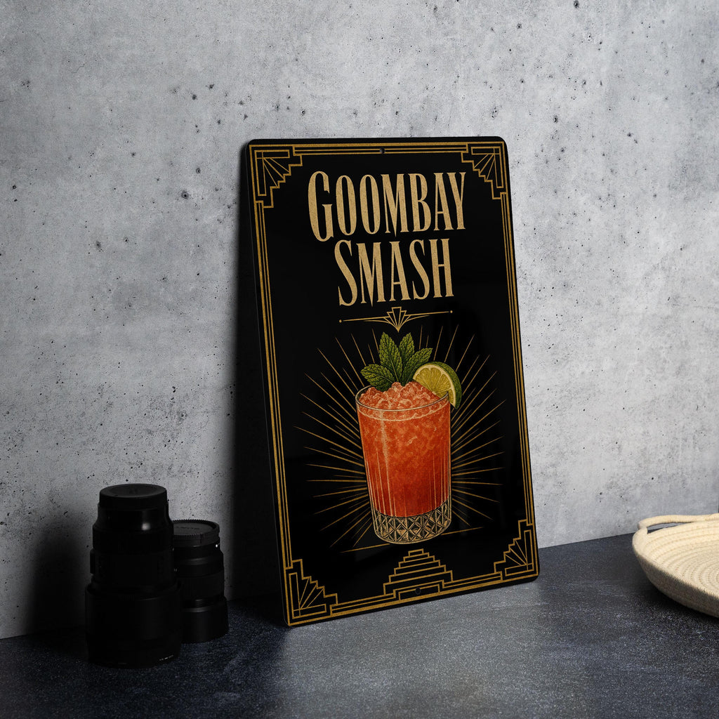 Goombay Smash Cocktail Metal Sign, Vintage 1920s Art Deco Cocktail Poster Bar Decor, Tropical Rum Drink Wall Sign — photo 2
