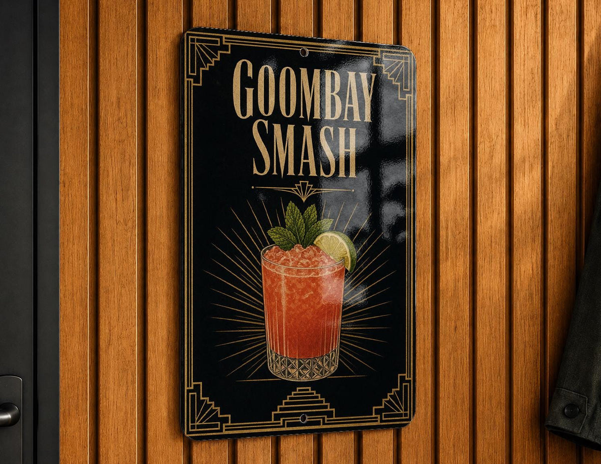 Goombay Smash Cocktail Metal Sign, Vintage 1920s Art Deco Cocktail Poster Bar Decor, Tropical Rum Drink Wall Sign — photo 4