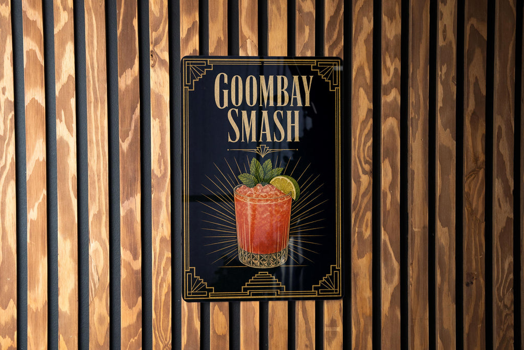 Goombay Smash Cocktail Metal Sign, Vintage 1920s Art Deco Cocktail Poster Bar Decor, Tropical Rum Drink Wall Sign — photo 6