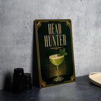Headhunter Cocktail Metal Sign, Vintage 1920s Art Deco Tiki Bar Drink Poster Decor, Home Bar Wall Sign — photo 3