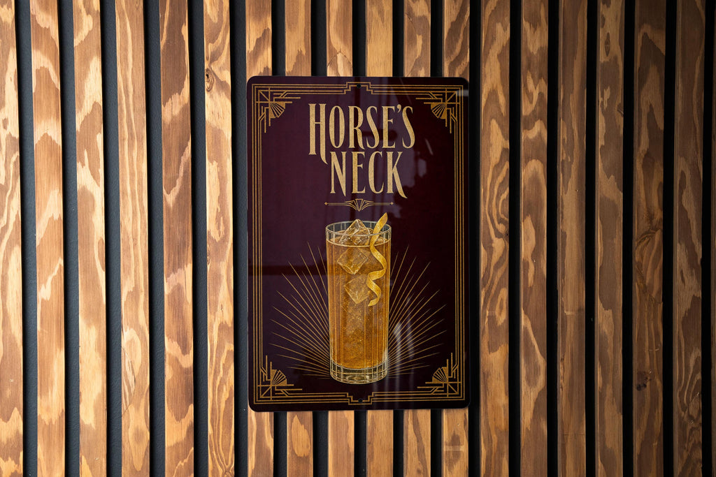 Horse’s Neck Cocktail Metal Sign, Vintage 1920s Art Deco Bar Poster Wall Decor, Classic Whiskey Highball Drink Sign — photo 3