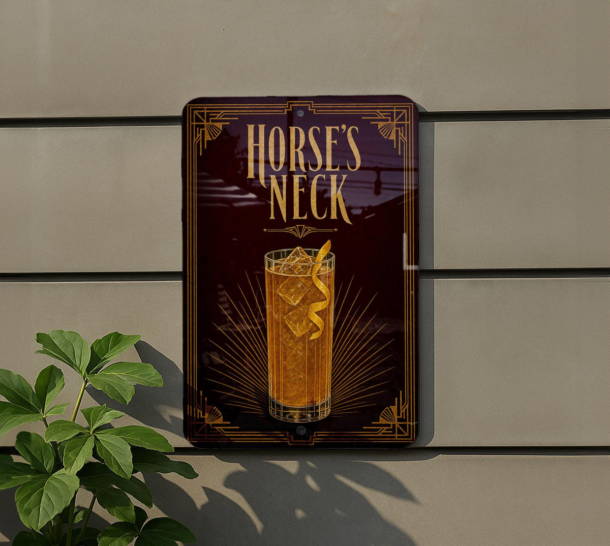 Horse’s Neck Cocktail Metal Sign, Vintage 1920s Art Deco Bar Poster Wall Decor, Classic Whiskey Highball Drink Sign — photo 5