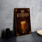 Hot Buttered Rum Metal Sign, Vintage 1920s Art Deco Cocktail Poster, Warm Spiced Rum Drink Bar Decor, Tiki Lounge Sign — photo 5