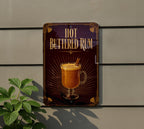 Hot Buttered Rum Metal Sign, Vintage 1920s Art Deco Cocktail Poster, Warm Spiced Rum Drink Bar Decor, Tiki Lounge Sign — photo 6