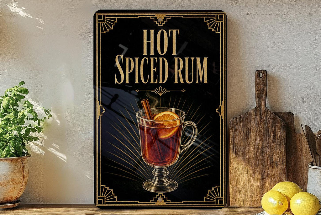 Hot Spiced Rum Cocktail Metal Sign, Vintage 1920s Art Deco Bar Poster, Rum Drink Decor, Home Bar Wall Sign, Tiki Bar Sign — photo 2