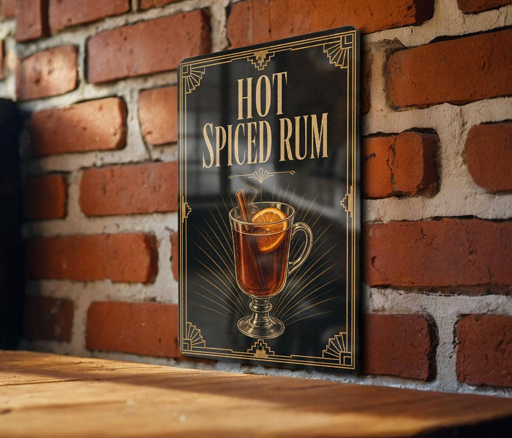 Hot Spiced Rum Cocktail Metal Sign, Vintage 1920s Art Deco Bar Poster, Rum Drink Decor, Home Bar Wall Sign, Tiki Bar Sign — photo 3