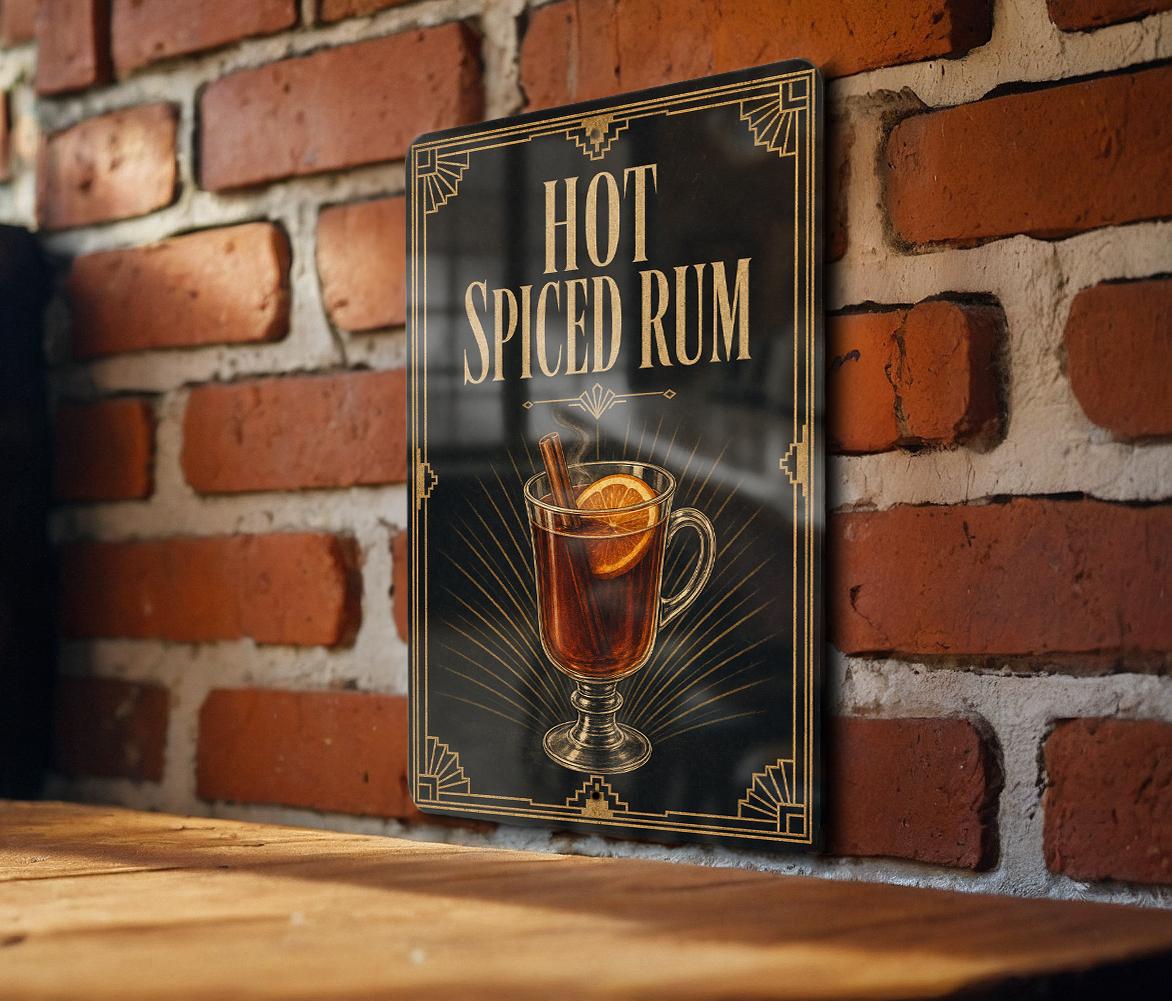 Hot Spiced Rum Cocktail Metal Sign, Vintage 1920s Art Deco Bar Poster, Rum Drink Decor, Home Bar Wall Sign, Tiki Bar Sign — photo 3