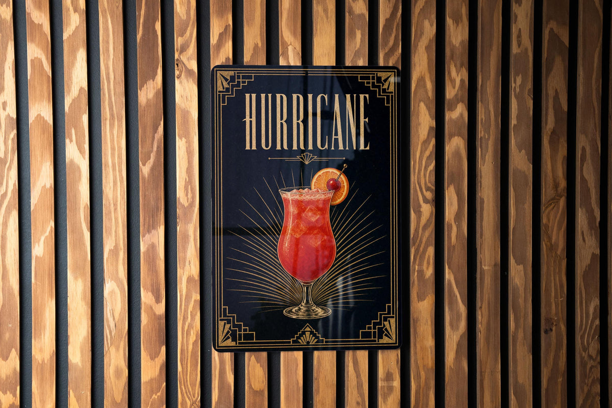Hurricane Cocktail Metal Sign, New Orleans Classic Rum Drink Bar Decor, Vintage 1920s Art Deco Cocktail Poster Sign — photo 4