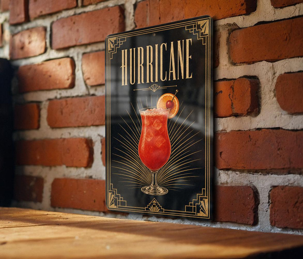 Hurricane Cocktail Metal Sign, New Orleans Classic Rum Drink Bar Decor, Vintage 1920s Art Deco Cocktail Poster Sign — photo 5
