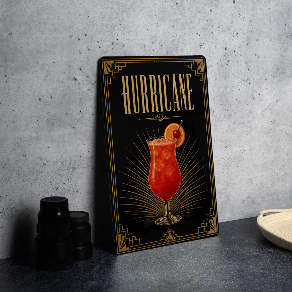 Hurricane Cocktail Metal Sign, New Orleans Classic Rum Drink Bar Decor, Vintage 1920s Art Deco Cocktail Poster Sign — photo 6