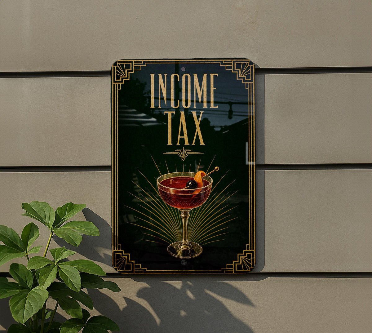 Income Tax Metal Sign, Vintage 1920s Art Deco Cocktail Poster Theme, Speakeasy Bar Decor, Retro Wall Sign, Man Cave Gift — photo 5