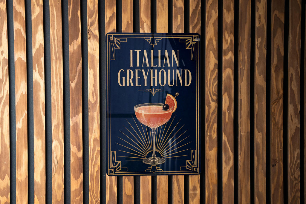 Italian Greyhound Metal Sign, Vintage Art Deco Cocktail Poster Bar Decor, Speakeasy Lounge Wall Sign, Dog Lover Gift — photo 2