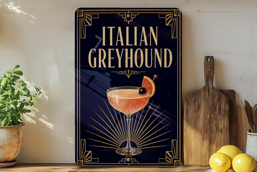 Italian Greyhound Metal Sign, Vintage Art Deco Cocktail Poster Bar Decor, Speakeasy Lounge Wall Sign, Dog Lover Gift — photo 5