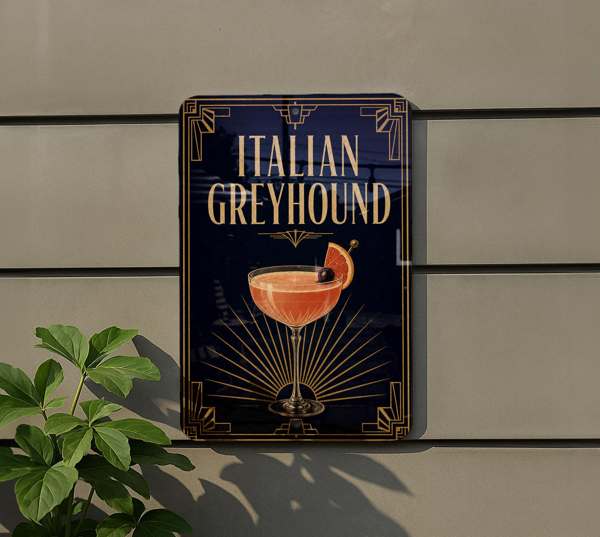 Italian Greyhound Metal Sign, Vintage Art Deco Cocktail Poster Bar Decor, Speakeasy Lounge Wall Sign, Dog Lover Gift — photo 6