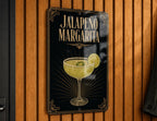 Jalapeno Margarita Metal Sign, Vintage 1920s Art Deco Cocktail Poster Bar Decor, Spicy Tequila Lime Drink Kitchen Cantina Sign — photo 1