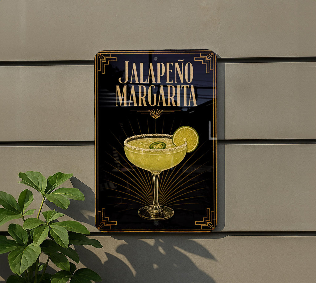 Jalapeno Margarita Metal Sign, Vintage 1920s Art Deco Cocktail Poster Bar Decor, Spicy Tequila Lime Drink Kitchen Cantina Sign — photo 5