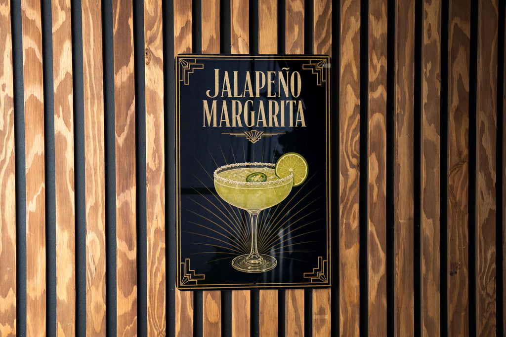 Jalapeno Margarita Metal Sign, Vintage 1920s Art Deco Cocktail Poster Bar Decor, Spicy Tequila Lime Drink Kitchen Cantina Sign — photo 6