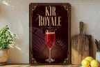 Kir Royale Metal Sign, Vintage 1920s Art Deco Cocktail Poster Bar Decor, French Aperitif Champagne Cassis Signage — photo 3