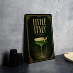 Little Italy Metal Sign, Vintage 1920s Art Deco Cocktail Poster, Italian Neighborhood Bar Drink Decor, Kitchen Home Bar Wall Sign — photo 1