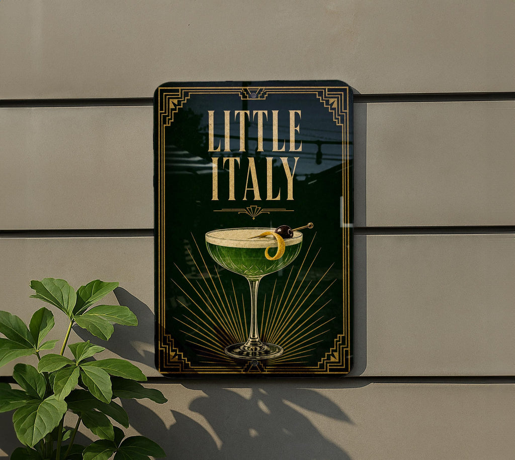 Little Italy Metal Sign, Vintage 1920s Art Deco Cocktail Poster, Italian Neighborhood Bar Drink Decor, Kitchen Home Bar Wall Sign — photo 4