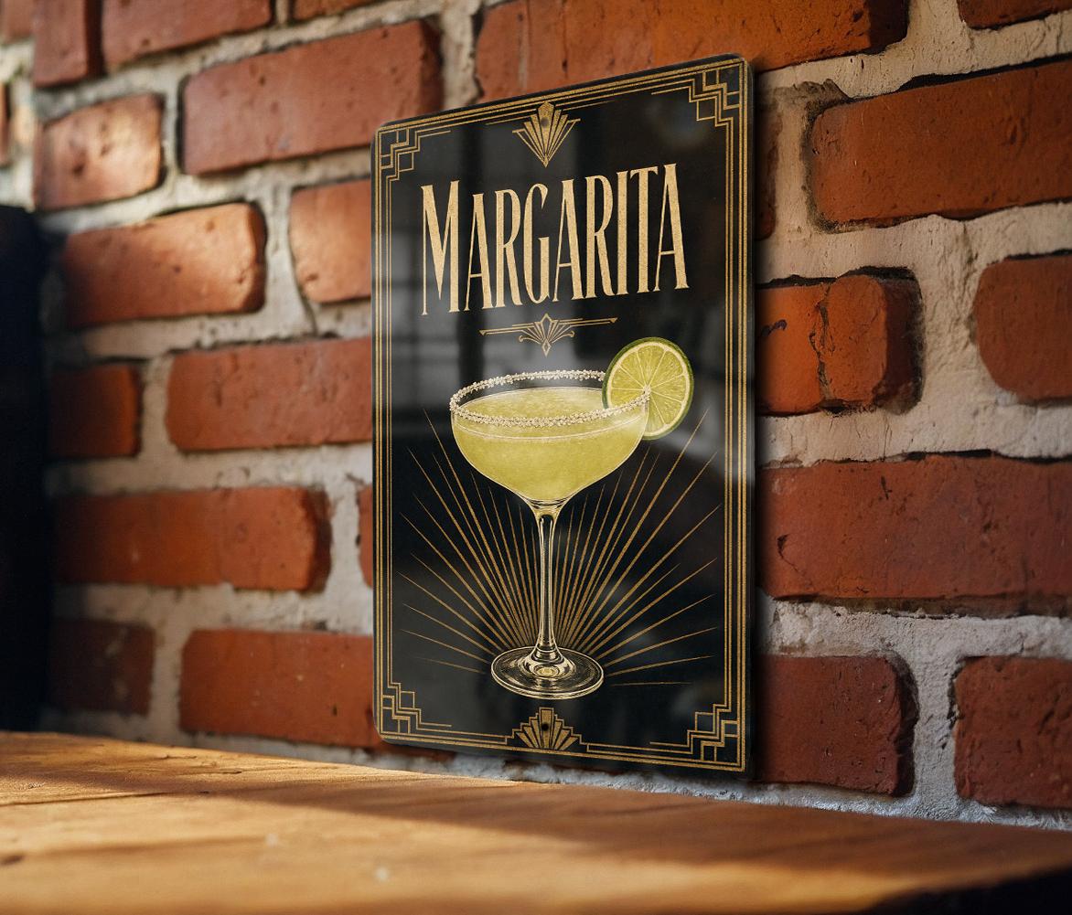 Margarita Cocktail Metal Sign, Vintage 1920s Art Deco Bar Decor, Tequila Lime Drink Poster Sign, Cantina Kitchen Wall Sign — photo 2