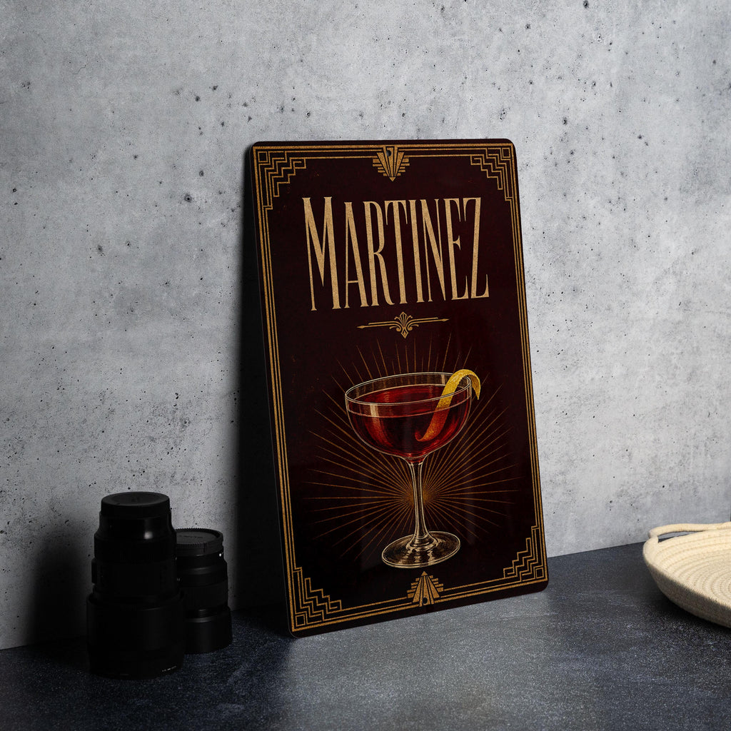 Martinez Cocktail Metal Sign, Vintage 1920s Art Deco Bar Poster Decor, Classic Gin Vermouth Cocktail Gift — photo 3