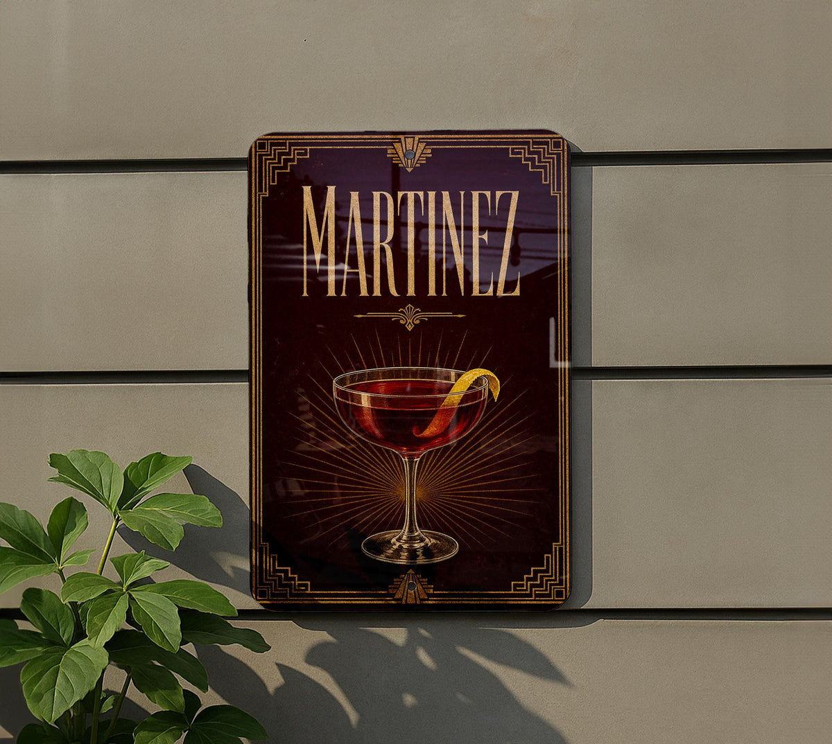 Martinez Cocktail Metal Sign, Vintage 1920s Art Deco Bar Poster Decor, Classic Gin Vermouth Cocktail Gift — photo 4