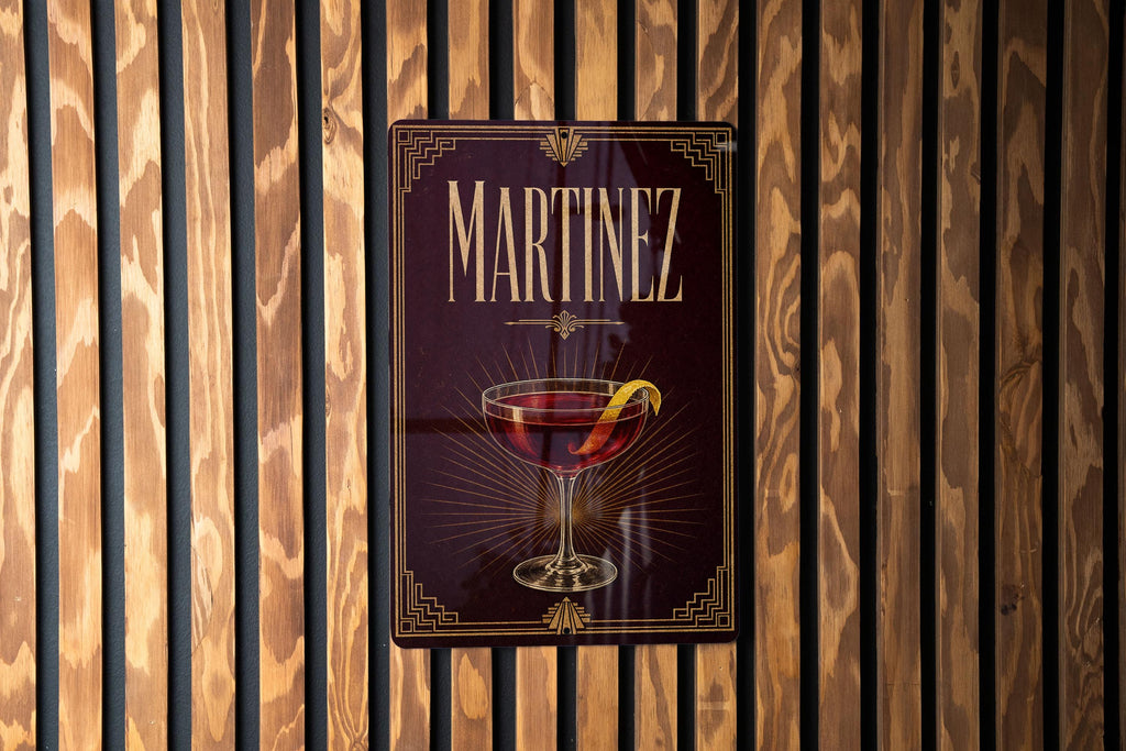 Martinez Cocktail Metal Sign, Vintage 1920s Art Deco Bar Poster Decor, Classic Gin Vermouth Cocktail Gift — photo 5