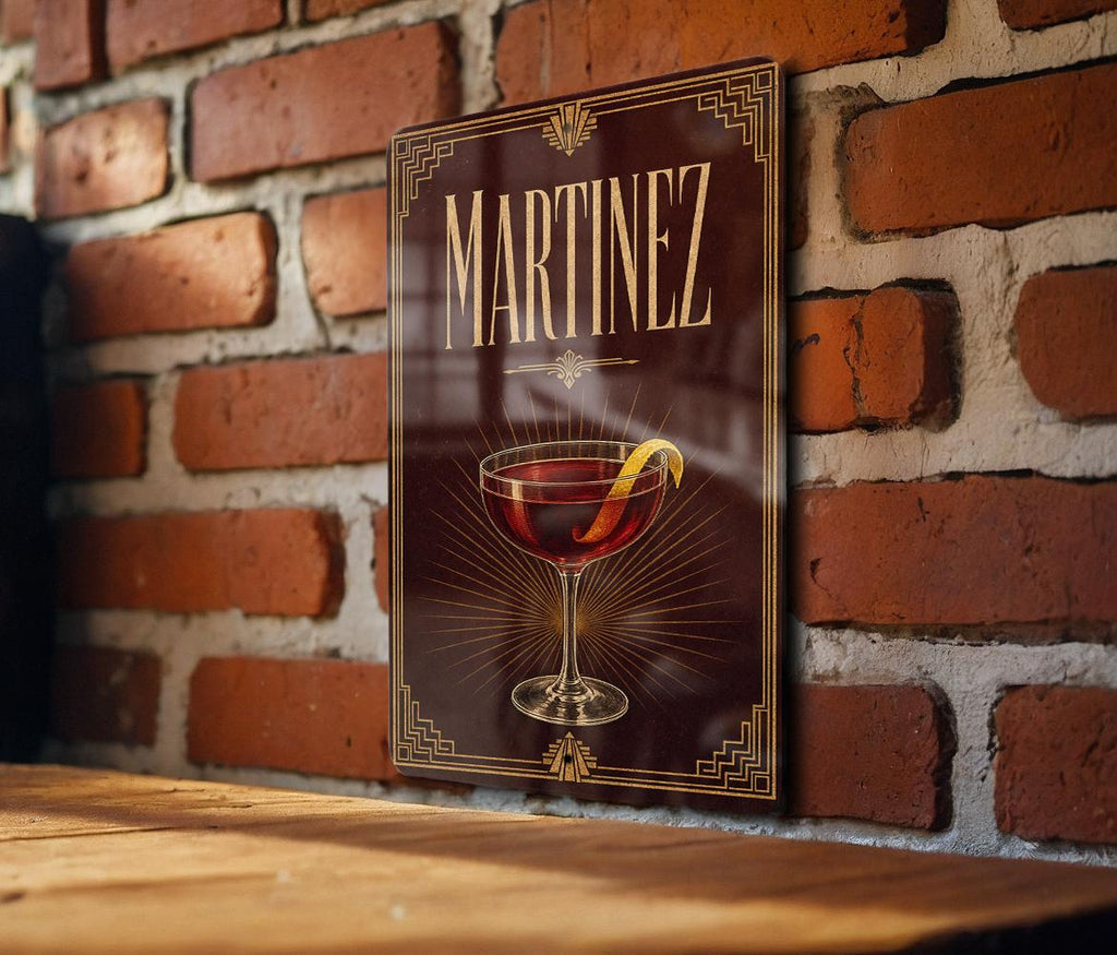 Martinez Cocktail Metal Sign, Vintage 1920s Art Deco Bar Poster Decor, Classic Gin Vermouth Cocktail Gift — photo 6