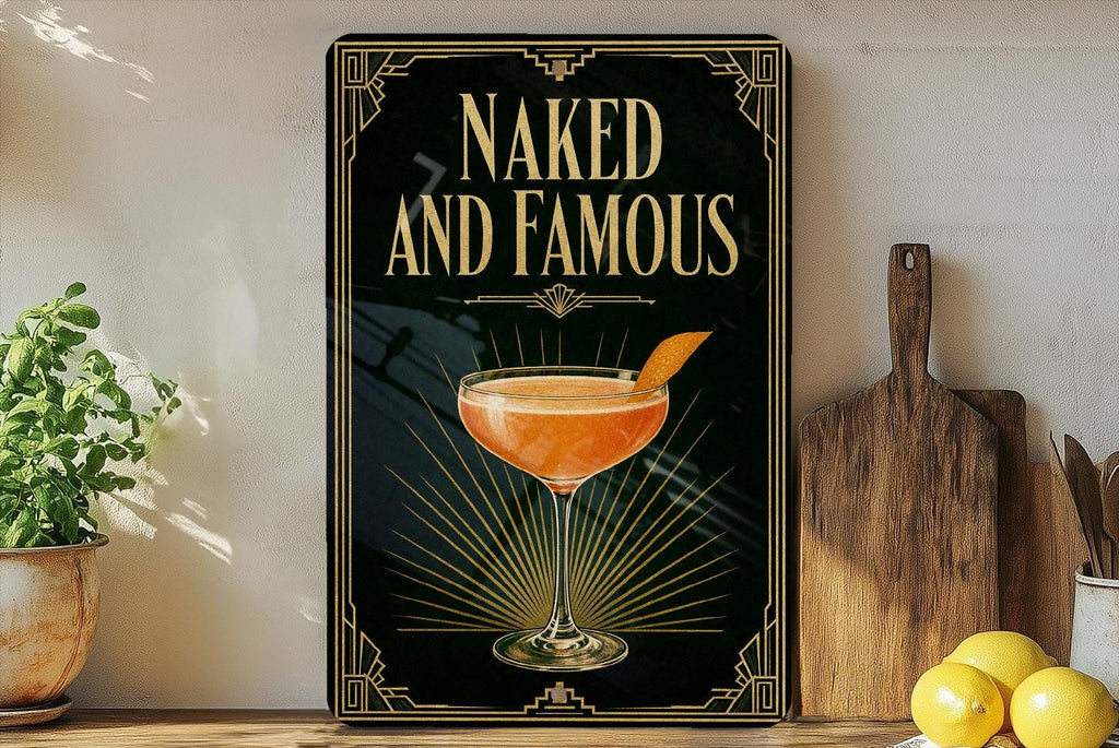 Naked and Famous Cocktail Metal Sign, Vintage 1920s Art Deco Bar Decor, Classic Cocktail Poster Sign, Speakeasy Wall Decor — photo 5