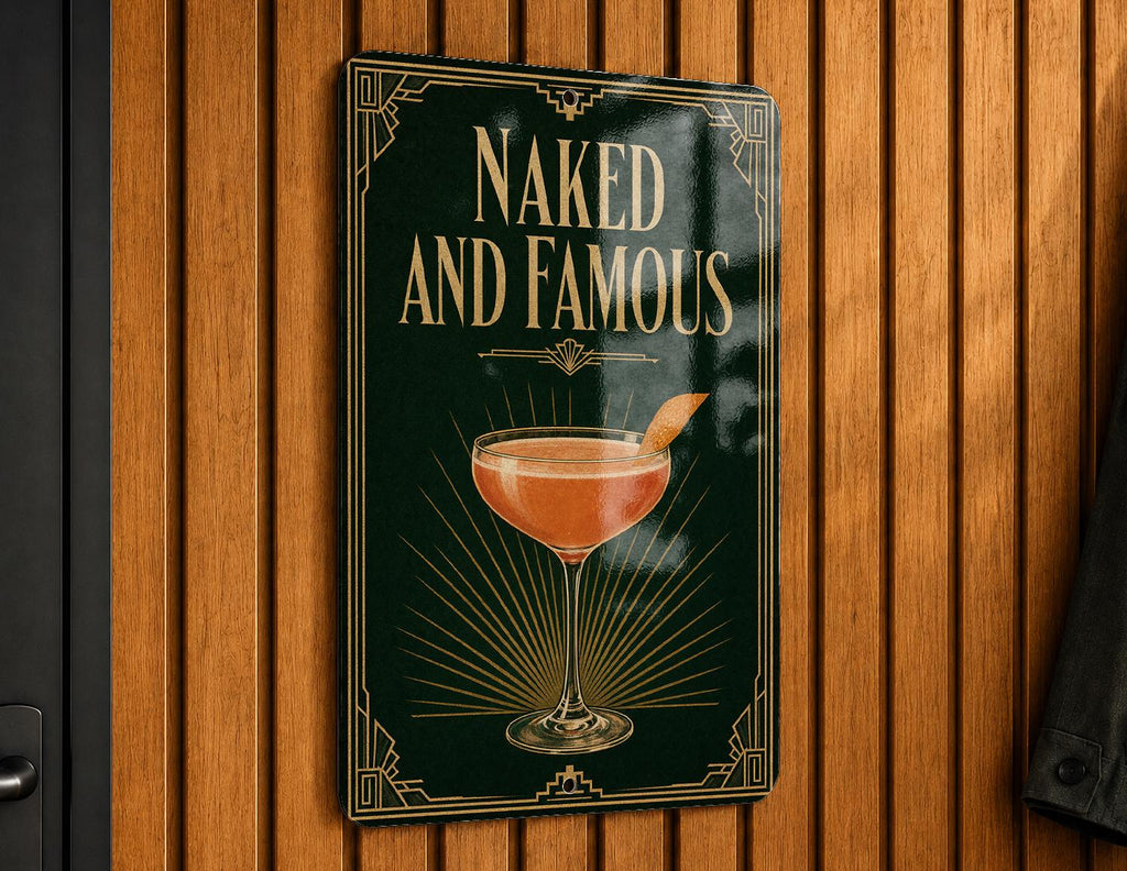 Naked and Famous Cocktail Metal Sign, Vintage 1920s Art Deco Bar Decor, Classic Cocktail Poster Sign, Speakeasy Wall Decor — photo 6
