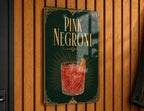 Pink Negroni Cocktail Metal Sign, Vintage 1920s Art Deco Cocktail Poster Bar Decor, Speakeasy Lounge Wall Sign — photo 3